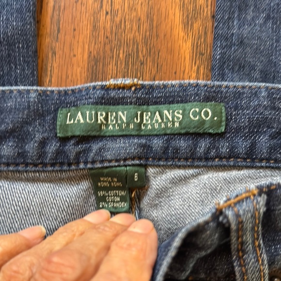 Vintage Lauren Ralph Lauren Blue Flare Jeans Floral Embroidery Size 6 - Picture 3 of 6